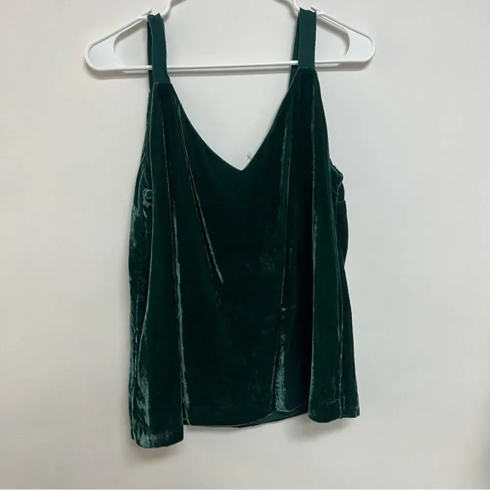 NWT J. Crew Velvet Emerald Green Tank Top V-neck Dressy Blouse Small
